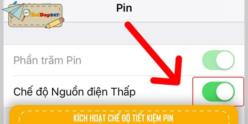 Kích hoạt chế độ tiết kiệm pin để duy trì năng lượng khi pin sắp hết