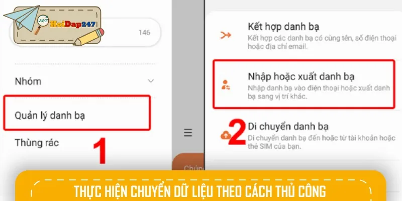 Các bước đồng bộ hóa hai điện thoại Samsung thủ công