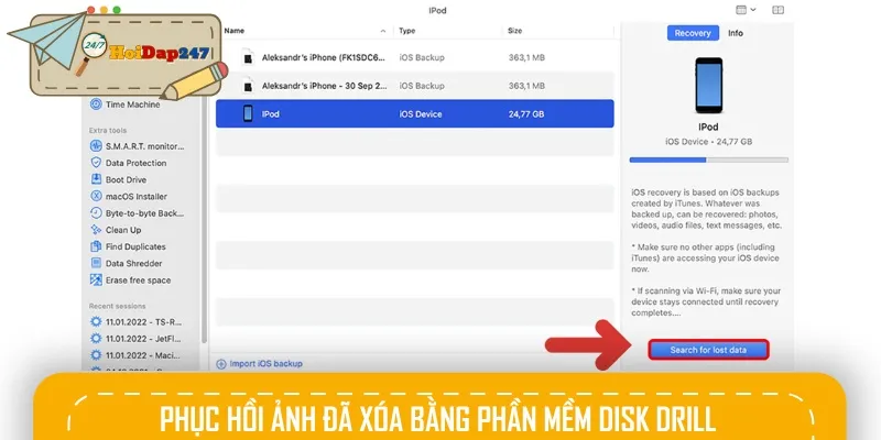 Hướng dẫn khôi phục ảnh đã xóa trên điện thoại iPhone qua phần mềm